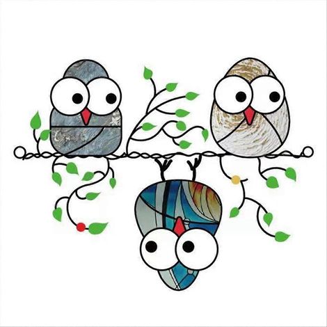 Dreifarbiger Eulenanhänger im Cartoon-Stil, Dekoration für Haus und Garten, A (1/5)