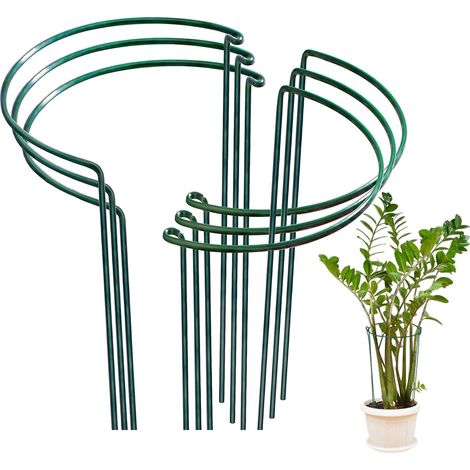Lot de 6 Tuteurs pour Plantes 40 x 25 cm, Supports Métalliques Demi-Cercle Verts pour Jardin, Arceaux de Soutien pour Pivoines, Rosiers, Hortensias, Tomates, Plantes en Pot et Fleurs (1/5)