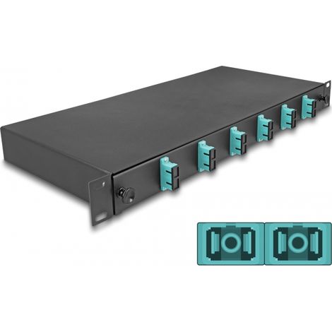 Delock Caja de empalme de fibra Ã³ptica de 19 6 x SC Duplex OM3 1U completamente montada lista para empalmar