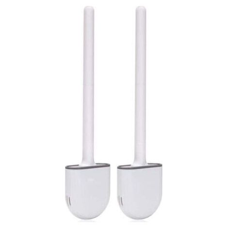 Brosse Toilette Silicone,(2 pièces) Brosse Toilettes WC,Brosse WC Silicone et SupportsAvec des Poils Doux et Une Poignée Antidérapante Brosse Toilette Silicone Nettoyage Rapides Brosse WC Suspe (1/4)