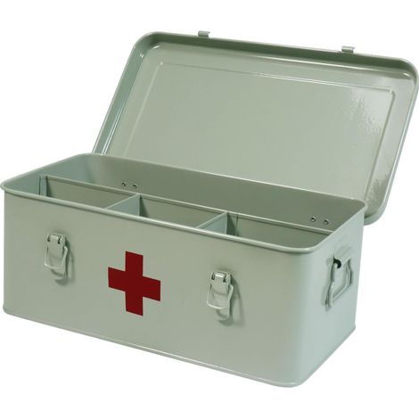 Boite Pharmacie Métal Vert 33x18x13 cm avec Compartiments Médicaments (1/5)
