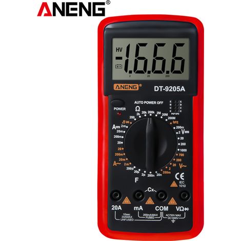 DT-9205A Hochpräzisions-Multimeter, Gleichspannungs- und Strommessgerät für elektrische Prüfungen, Multifunktions-Digitalanzeige-Multimeter für Reparaturen (1/3)