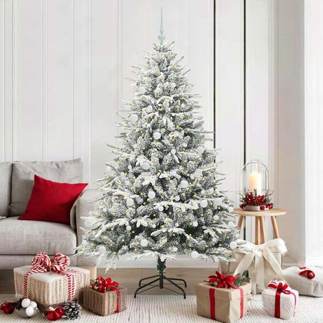 Künstlicher vorbeleuchteter Weihnachtsbaum mit Kugelset Grün