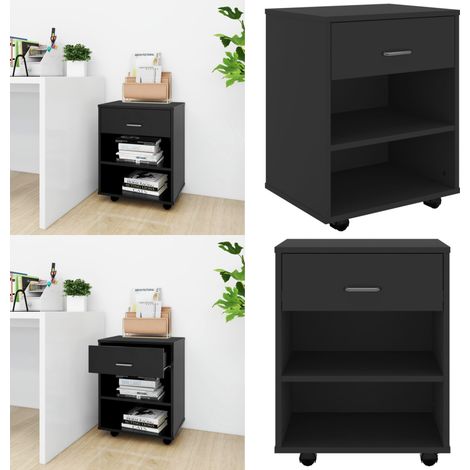 Rollschrank Schwarz 46x36x59 cm Holzwerkstoff - Rollcontainer - Schreibtischschublade - Büroorganisation - Stauraum - Schwarz - Home & Living (1/5)