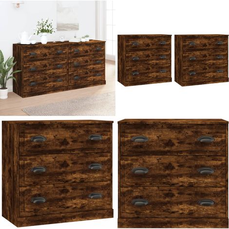Sideboards 2 Stk. Räuchereiche Holzwerkstoff - Holzschrank - Wohnzimmer Schrank (1/5)