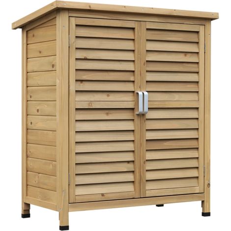 Armoire de jardin abri jardin remise pour outils sur pied dim. 87L x 46,5l x 96,5H cm étagère portes persiennes toit bitumé jaune (1/5)