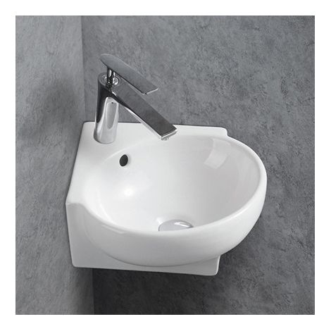 BERNSTEIN - Petit lave-mains en céramique sanitaire KW198A - 39,5x36,5x14cm - blanc brillant Sans bonde Pop Up (1/2)