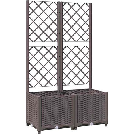 Maison Exclusive - Fioriera da Giardino con Graticcio Marrone 80x40x136 cm in PP (1/5)