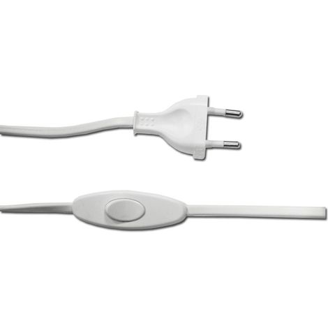 Cordon D'alimentation Avec Interrupteur 3a 1,5m 2x0,75mm Câble Plat Blanc Edm (1/3)