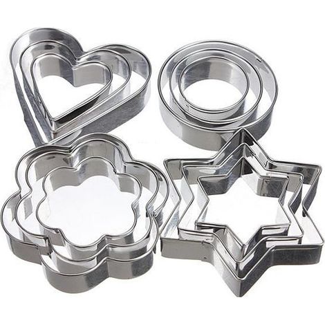 12pcs Emporte Pièce Métal Moule Pâtisserie Moule à Biscuits Gâteau Découpe Pâte (1/4)