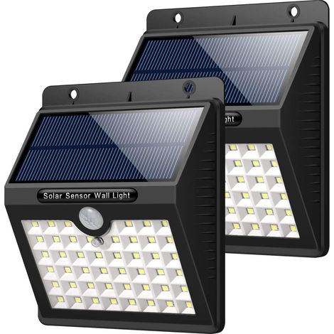 Solar Lamp Outdoor Garden, 46 LED Outdoor Solar Lighting with Motion Sensor Waterproof Wireless LED Security Solar Light Powerful 3 Modes Smart Lighting Fixture - 2 Pack (1/4)