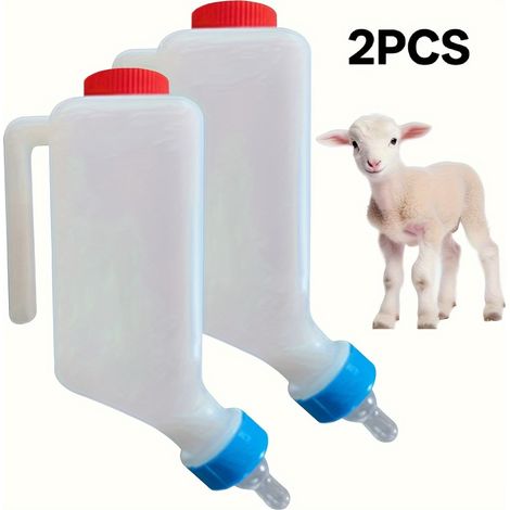 Lot de 2 bouteilles portatives au lait de chèvre, fabriquées en PP résistant. Cette bouteille en plastique pour l'alimentation est équipée d'une poignée, conçue pour les agneaux et les chevreaux (1/5)