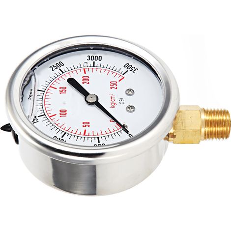 Manomètre de pression de carburant hydraulique à bain d'huile en acier inoxydable 0-3500 PSI (1/5)
