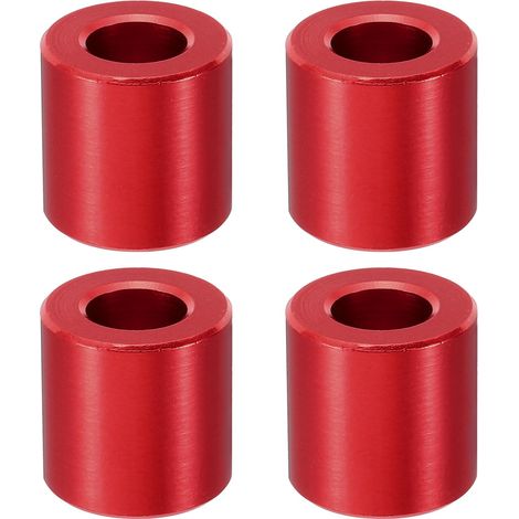 Entretoise en Aluminium, 4 Pcs Métal Entretoises Aluminium 10,5mm ID x 20mm OD x 20mm L Vis d'Espacement en Aluminium Ronde pour 2/5" ou M10 Vis à Boulons, Rouge (1/5)
