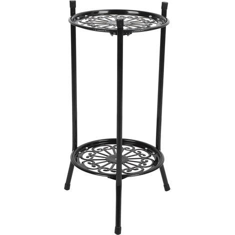 2-stöckiger Pflanzenständer aus Metall, Blumenregal, Topfständer, Innendekoration, Gartenaccessoire, Schwarz (1/5)