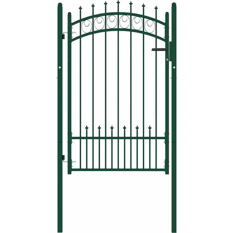 vidaXL Puerta de valla EMMEN con pinchos de acero, 104x117 cm, verde (1/2)