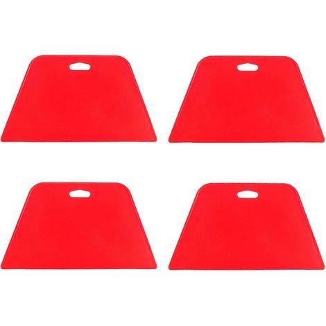 4 pièces Grattoir multifonctionnel pour film teinté de vitres de voiture, outil de lissage de papier peint-19X10.5CM-Red (1/2)