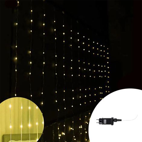 Tenda luminosa effetto cascata 6 metri da 480 Led Bianco Caldo altezza 120cm da esterno Wisdom (1/2)