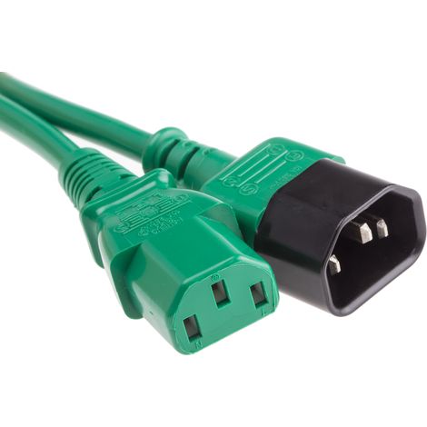 Câble d'alimentation, Vert, Connecteur C13, IEC vers C14, CEI, 2m ( Prix pour 1 )