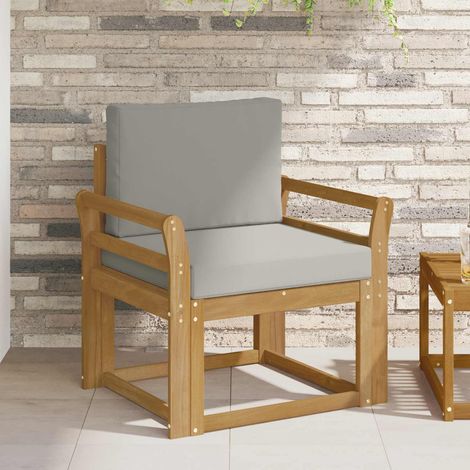 Ensemble Canapé de Jardin 2 Pièces en Bois d'Acacia Massif et Polyester Blanc Gris - PANGIVO (1/5)