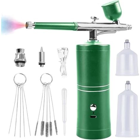 Kit aérographe avec compresseur, pistolet aérographe portable, kit aérographe rechargeable, aérographe sans fil avec compresseur pour la conception des ongles, la décoration de gateaux, le maquillage (1/5)