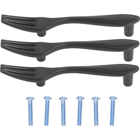 Poignées de porte 3 pièces, épaissies, forme de couverts, tirage pour armoire, tiroir, bibliothèque, noir.