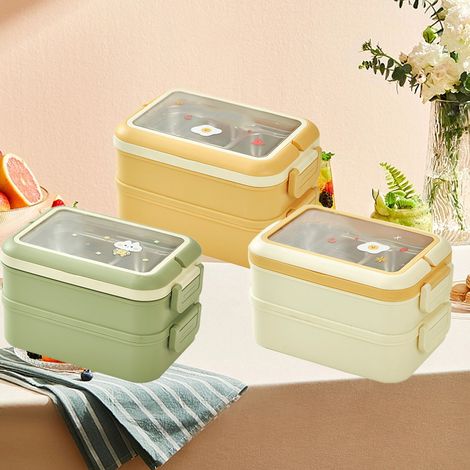 Isolierte Lunchbox, ein Muss für Büroangestellte, unterteilt, cremefarbenes Design, geeignet für Kinder und Schüler, hochwertige cremeweiße Ausführung für Mädchen. (1/4)