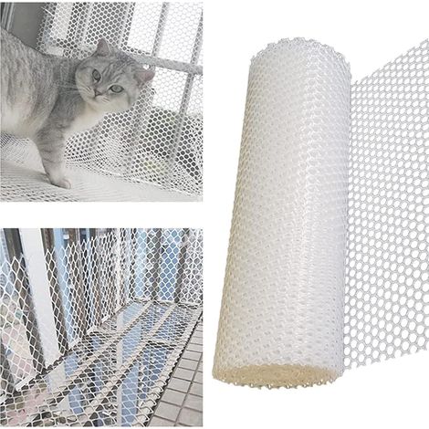 Rete di protezione per gatti in plastica bianca, rete di sicurezza per bambini, rete per gatti da balcone senza fori, robusta, antistrappo, rete anticaduta per scale da balcone (1/5)