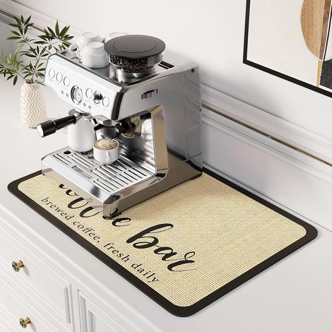 Kaffeebarmatte, saugfähig und fleckenversteckend, Trockenmatte mit wasserfester Gummirückseite, passt unter Kaffeemaschine, Espressomaschine, Kaffeezubehör, 40 x 61 cm