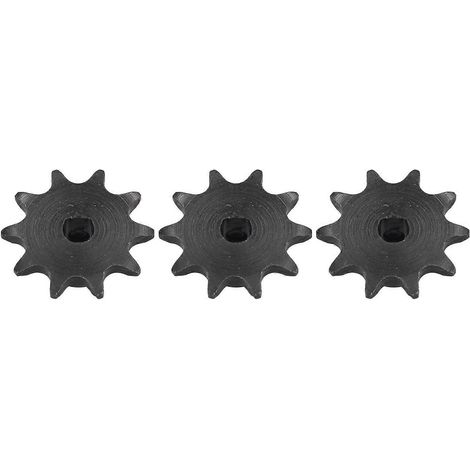 3-teiliges Kettenrad-Antriebsrad-Set aus Stahl, 8 mm Teilung, 6 mm D-Loch, 10 Zähne, Artikelnummer 5307-1006-0010