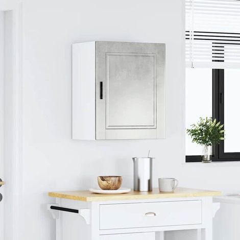 Armoire Murale de Cuisine en Bois d'Ingénierie, Couleur Gris Béton, Style Industriel Porto, Rangement Mural Moderne pour Cuisine (1/5)