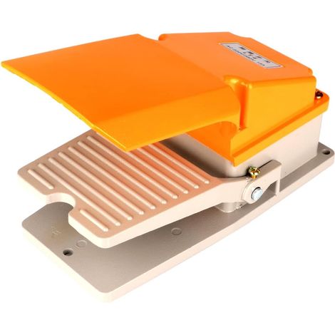 0-380V/15A Métal Résistant Action Maintenue(Pousser Allumé/Pousser éteint) Interrupteur au Pied Interrupteur à Pédale d'alimentation électrique Auto-verrouillage SPDT NO NC(Jaune)