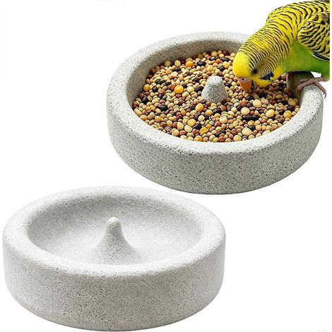 Mangeoire et abreuvoir en pierre ponce naturelle, station d'alimentation résistante aux intempéries pour oiseaux de jardin, bol nourriture et eau (1/5)