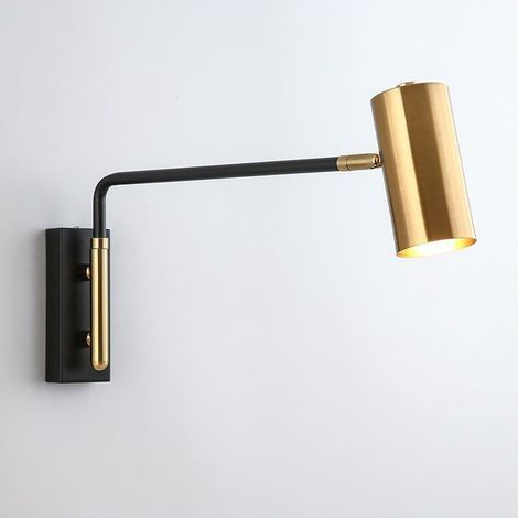 Applique murale postmoderne,Angle Bras Articulé Applique Murale Réglable Pivotant Or Lampe de Murale Lumière pour Chevet Maison Couloir Salon Chambre,lumière blanche (1/3)