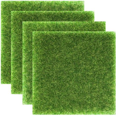 Lot de 4 rouleaux de gazon artificiel pour loisirs créatifs, 15 x 15 cm (1/5)