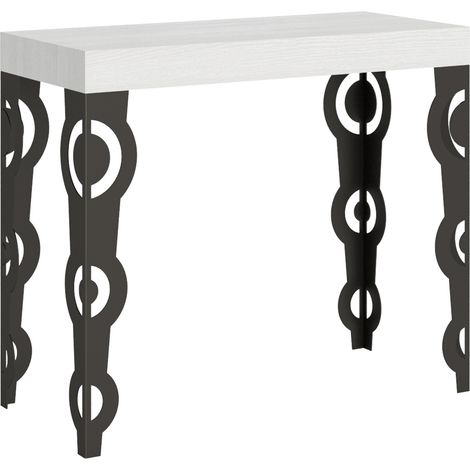 Console Extensible 90X40/300 Cm Karamay Frêne Blanc Structure Anthracite (1/5)