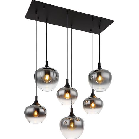 Globo - hängeleuchte - Maxy - schwarz - glas rauchglas - große