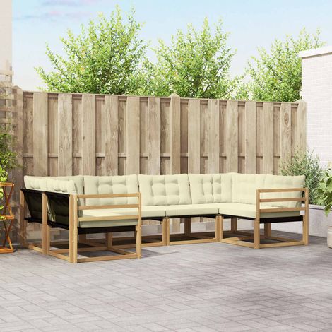 vidaXL Outdoor-Sofagarnitur mit Kissen 6 pcs Weiß und Creme (1/5)