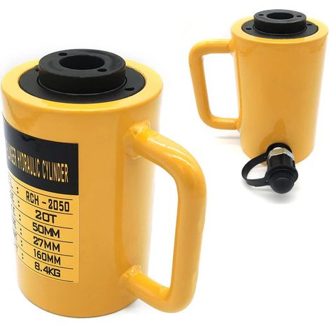 Senderpick – Vérin hydraulique 20T – Piston creux 28 mm – Capacité 44000 lbs – Hauteur 160 mm – Pour chantiers lourds et équipements (1/5)