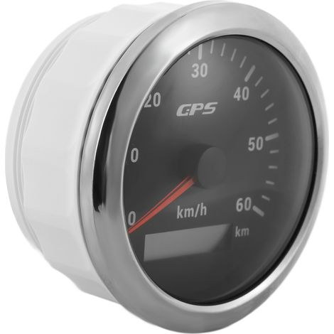 Compteur de vitesse GPS 85 mm, affichage LCD 0-60 km/h, odomètre avec rétroéclairage réglable, pour voitures et bateaux, 9-32 V CC, noir (1/5)