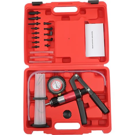 21PC Hand Held Vacuum Pressure Pump Tester Brake Fluid Bleeder Bleeding Kit Set (1/5)
