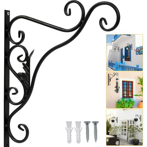 TolleTour Blumenhaken 2er Set mit Blättern, Metall Schwarz Wandhalterung für Pflanzen und Gartendeko (1/5)