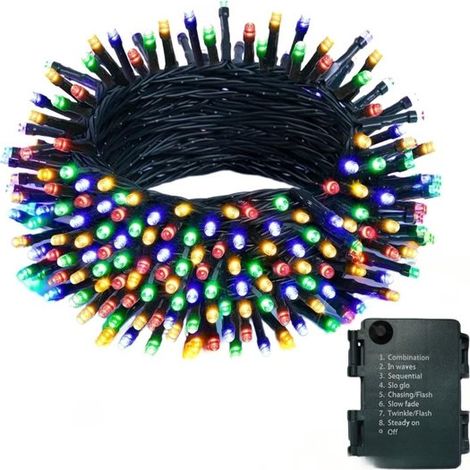 Batteriebetriebene Beleuchtung 100 LEDs 10 m LED-Lichterkette für den Innen und Außenbereich mit Timer 8 Einstellungen Ideal für Weihnachten und Grün (1/5)