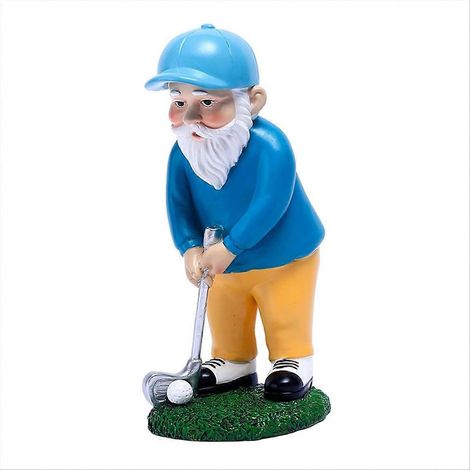 Statuette miniature décorative en résine représentant un gnome golfeur - Idéale pour la maison, le jardin, le bureau ou la décoration de pelouse. (1/5)