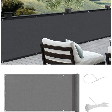 Brise-Vue pour Balcon PES Couverture de confidentialité Écran Vent Protection UV Opaque Résistant aux Intempéries, 90x400cm,Anthracite