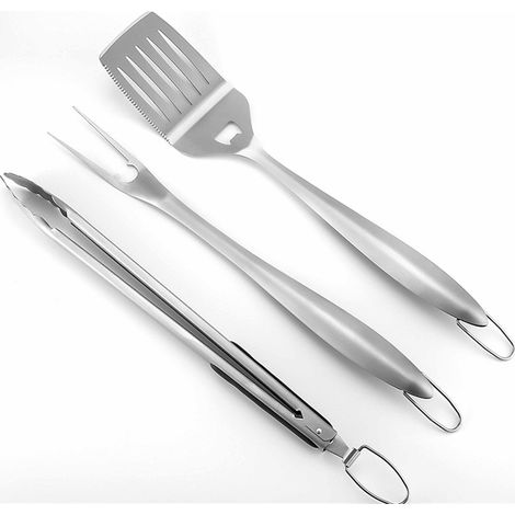 Kit de trois outils barbecue en avec manches confortables pour usage extérieur Acier inoxydable Acier (1/5)