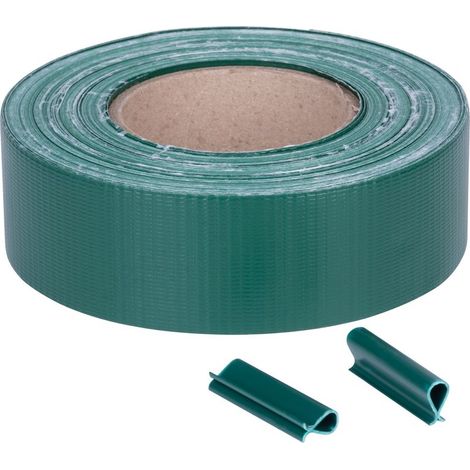 Zaunblende Strend Pro EUROSTANDARD, 47,5 mm, L-35 m, schattenspendend, grün, abdeckend, für Zaunpaneele, mit 20 Clips, 450g/m2, PVC, RAL6005