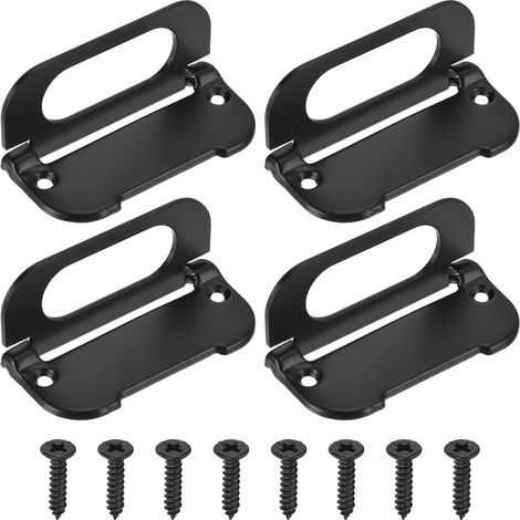 4 pack Poignée de porte encastrée poignées à anneau invisibles noir (1/5)