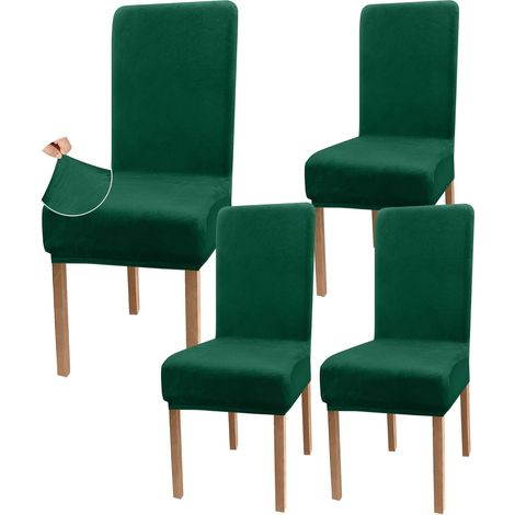 Stretch velvet dining chair cover, luxurious armless dining chair covers, washable chair protectors for children and pets (set) (1/5)