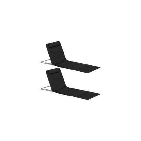 2er-Set gepolsterte Strandmatten – Strandmatratzen – Strandkissen – Verstellbare Rückenlehne – Inklusive Tragetasche – Metall, Polyester, PE, Schwarz (1/5)